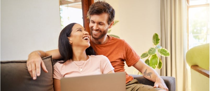 Couples laughing at each other